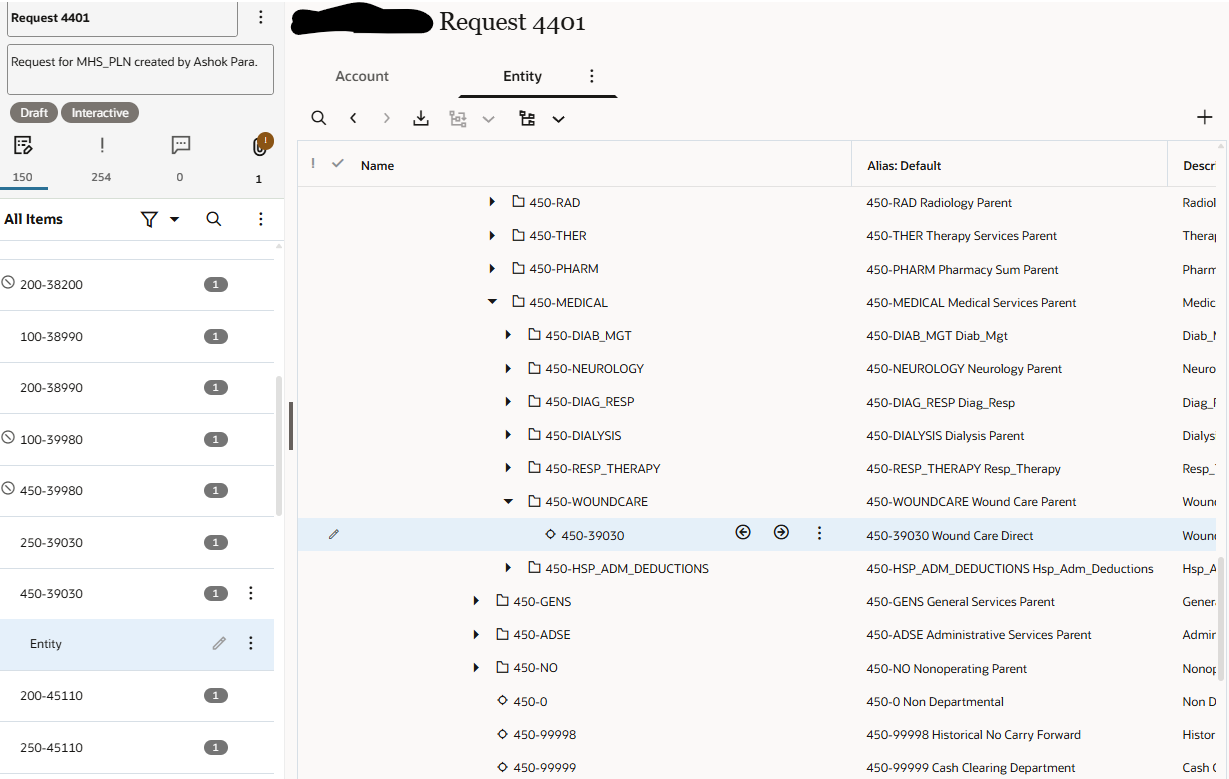 Oracle EDM Request 4401 Entity viewpoint after loading concatenated members