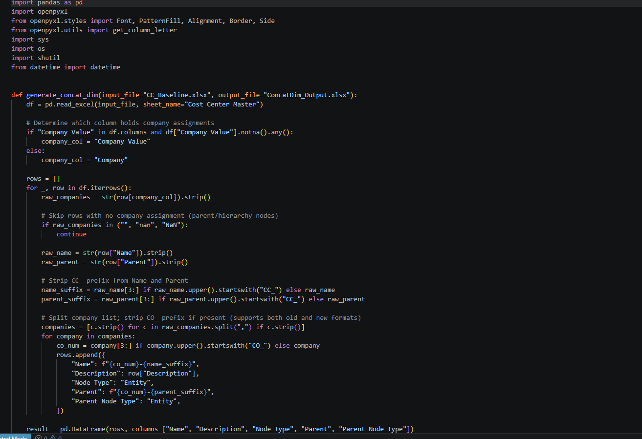 Generate_Output.py open in VS Code showing the complete script